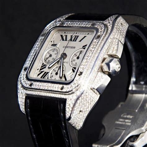 cartier santos 100 xl diamond replica|cartier santos 100 diamond price.